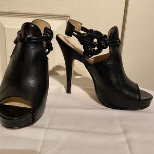 Calvin Klein NWOT Black Leather Slingback Heels with Platform - Sz 7.5